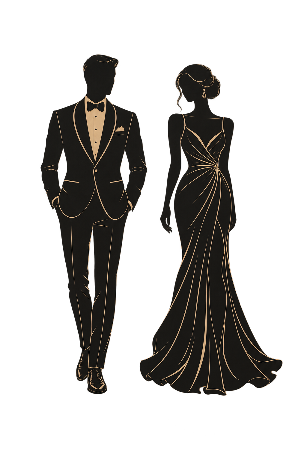 Elegant adult formalwear silhouettes